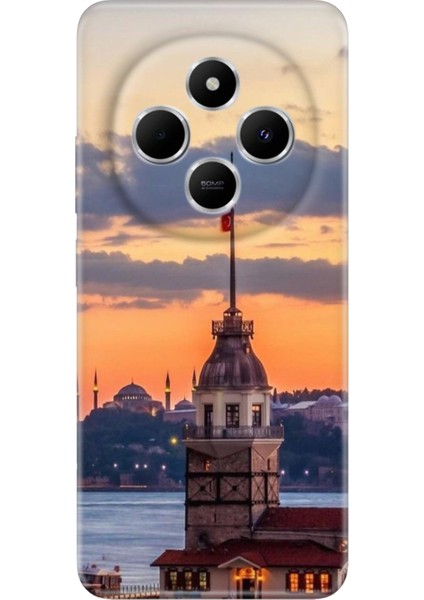 Xiaomi Redmi 14C Kılıf Renkli Rubber Desenli Silikon Kız Kulesi