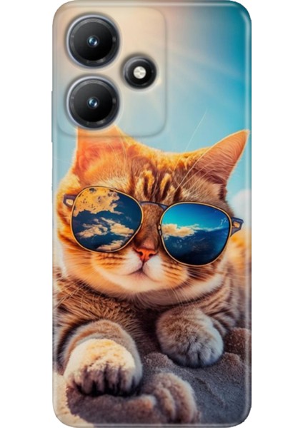 Infinix Hot 30 Kılıf Baskılı Esnek Silikon Kapak Cat