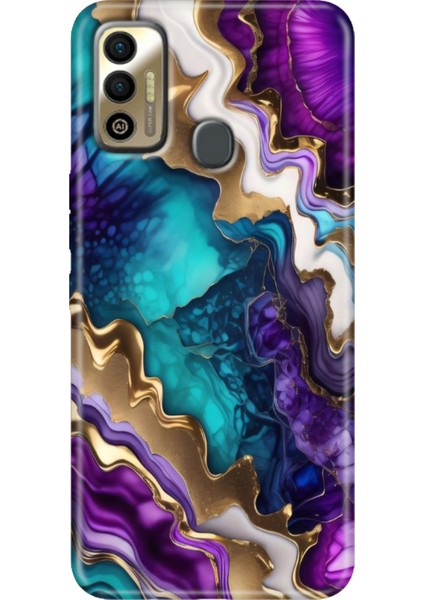Tecno Spark 7 - 7t Kılıf Renkli Temalı Tecno Desenli Silikon Keskin Ametist