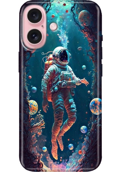 iPhone 16 Kılıf Silikon Desenli Kalıplı Case Astronot
