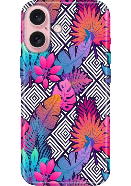 iPhone 16 Kılıf Silikon Desenli Kalıplı Case Botanik