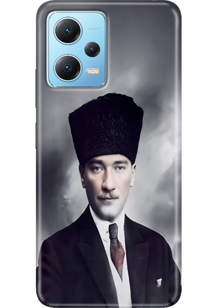 Redmi Note 12 5g Kılıf Baskılı Dokulu Kapak Silikon Atatürk