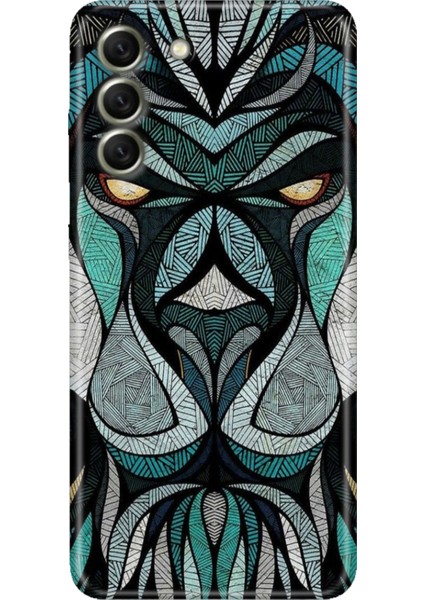 Samsung Galaxy S21 Fe Kılıf Desenli Kapak Renkli Tpu Uv Lion Mandala