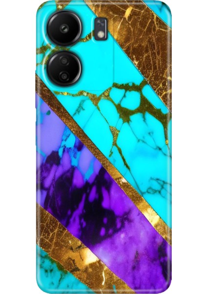 Xiaomi Redmi 13C - Poco C65 Kılıf Renkli Esnek Silikon Nezih Mermer