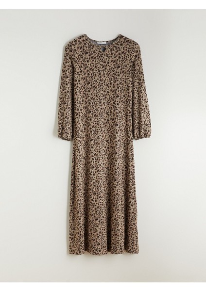 Yeni Sezon Bisiklet Yaka Leopar Desenli Elbise indirimleri