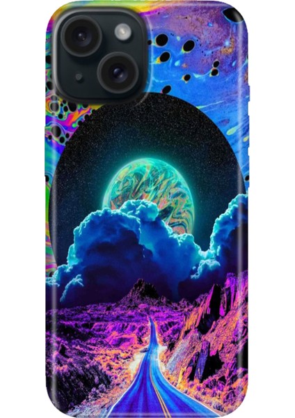 iPhone 15 Uyumlu Kılıf Desenli Kapak Renkli Tpu Uv Dream Road