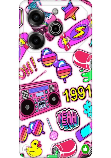 Tecno Pova 6 Pro Kılıf Renkli Baskı Yumuşak Kapak Esnek Silikon 90'lar