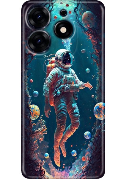 Tecno Spark 10 Pro Kılıf Renkli Temalı Tarz Silikon Astronot