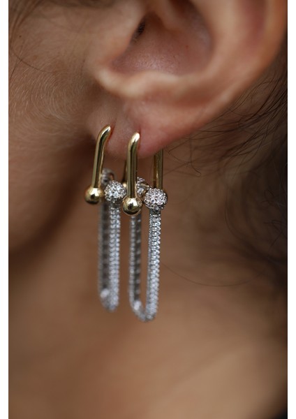 14 Ayar Altın Büyük Taşlı Bisiklet Zinciri Model Küpe indirimleri