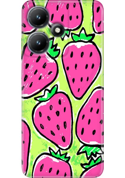 Infinix Hot 30 Kılıf Baskılı Esnek Silikon Kapak Çilek