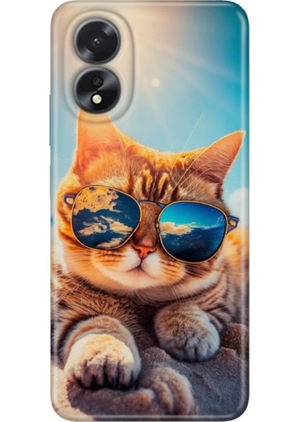 Oppo A38 Kılıf (CPH2579) Uyumlu Silikon Desenli Kalıplı Kapak Cat
