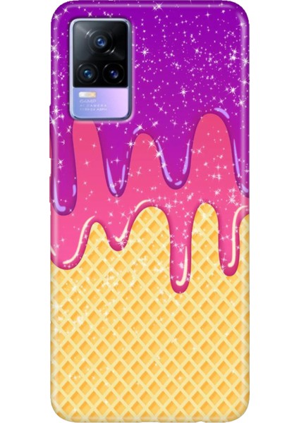Vivo V21 Kılıf Resimli Desenli Silikon Esnek Uyumlu Kapak Krema