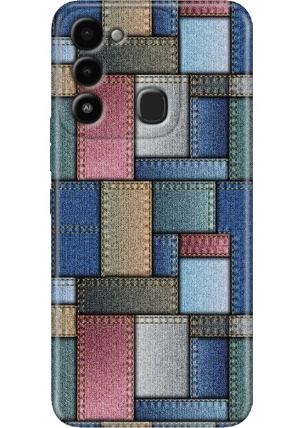Tecno Spark 8c Kılıf Renkli Temalı Tecno 8c Silikon Jean Pattern