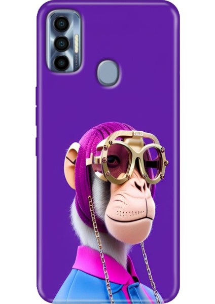 Tecno Spark 7 Pro Kılıf Renkli Silikon Monkey