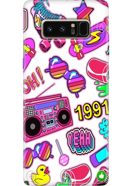 Samsung Galaxy Note 8 Kılıf Renkli Temalı Note8 Silikon 90'lar