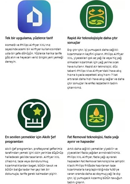 Rapid Air Teknoloji Premium, Dev 7.3 Litrelik Hacmi, 2250W Gücü Xxl Premium Airfryer & Fritöz + Philips Türk Kahve Makinesi