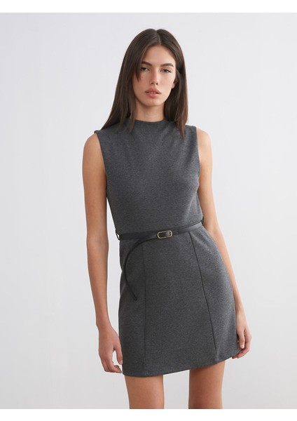 Yeni Sezon Bisiklet Yaka Beli Kemerli A Kesim Elbise fırsatları