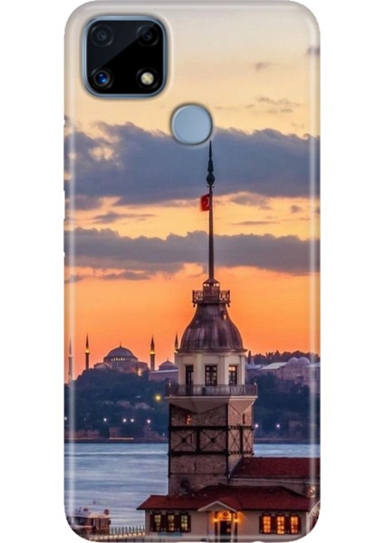Realme C25 Kılıf Desenli Silikon Renkli Phone Case Kız Kulesi