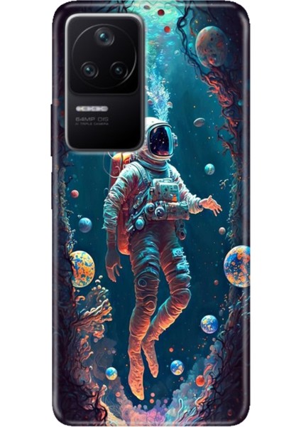 Xiaomi Poco F4 Kılıf Desenli Kapak Renkli Ermer Astronot