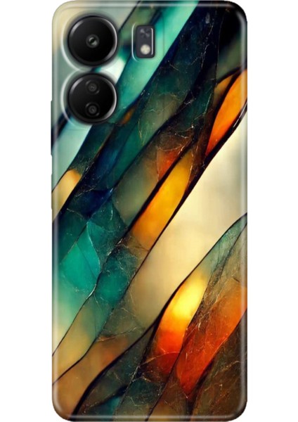 Xiaomi Redmi 13C - Poco C65 Kılıf Renkli Esnek Silikon Flora Mermer