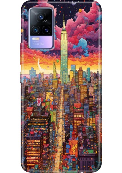 Vivo V21 Kılıf 6.44 Inc Desenli Silikon Esnek Uyumlu Kapak Retro Newyork