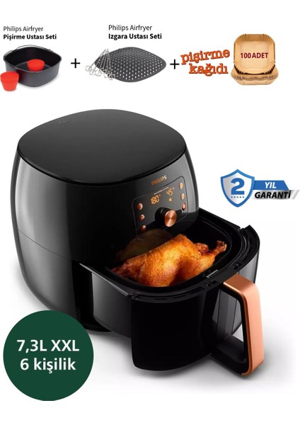Dokunmatik LED Panel – Modern ve Kolay Kullanım 7.3 L Ultra Geniş Kapasite Xxl Premium Airfryer & Fritöz 2250W-PREMIUM Malzeme Kalitesi – Uzun Ömürlü Philips Performansı