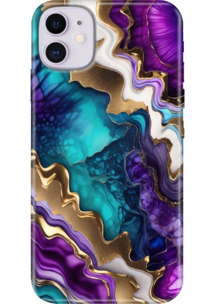 Apple iPhone 11 Kılıf Renkli Temalı iPhone 11 Silikon Keskin Ametist