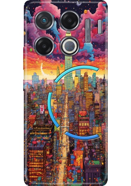 Infinix Gt 20 Pro Kılıf Renkli Esnek Silikon Retro Newyork