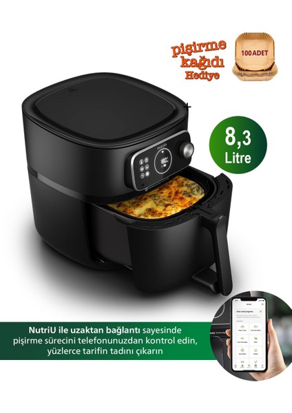 22 Farklı Pişirme Fonksiyonu 7000 Serisi Xxl Airfryer, Wı-Fı Uzaktan Bağlantı, 2kg, 8.3l Kapasiteli Hazne + 100 Adet Pişirme Kağıdı