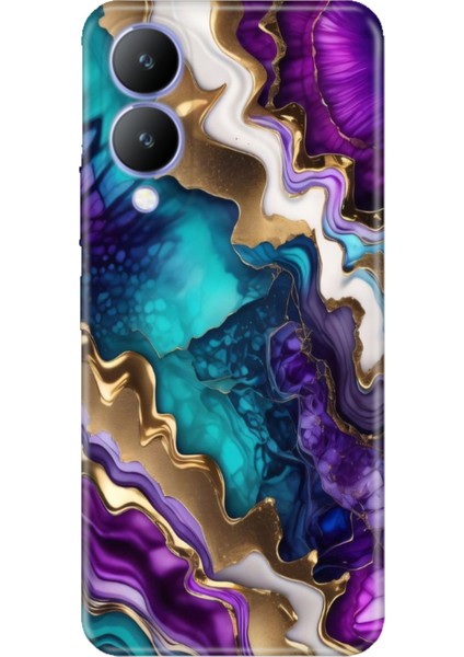 Vivo Y17S Kılıf Desenli Kapak Renkli Silikon Cvr Keskin Ametist