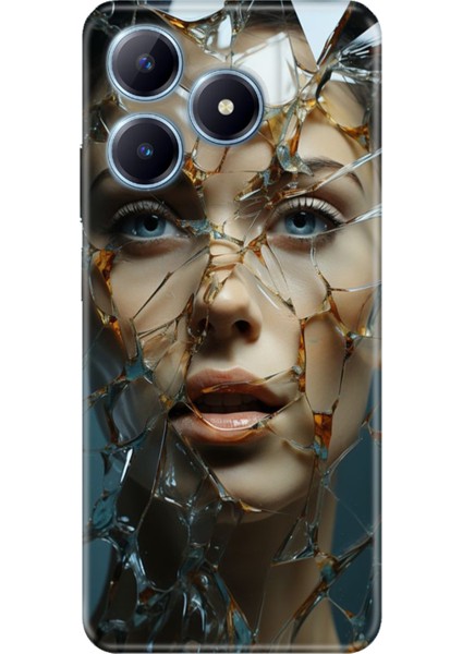 Realme C63 Kılıf Renkli Baskılı Silikon Cam Kırığı