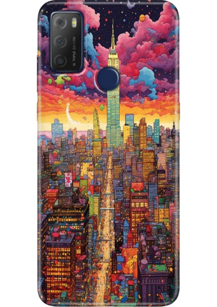 Tcl 20E Kılıf Desenli Silikon Kampanyalı Kapak Retro Newyork