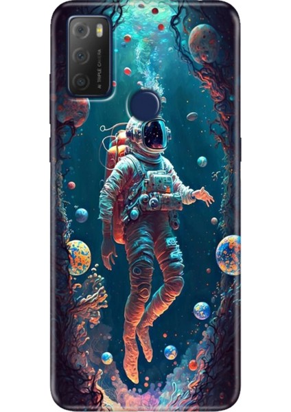 Tcl 20E Kılıf Desenli Silikon Kampanyalı Kapak Astronot