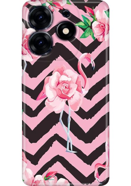 Tecno Spark 20 - 20C Kılıf Renkli Temalı Tarz Silikon Flamingo