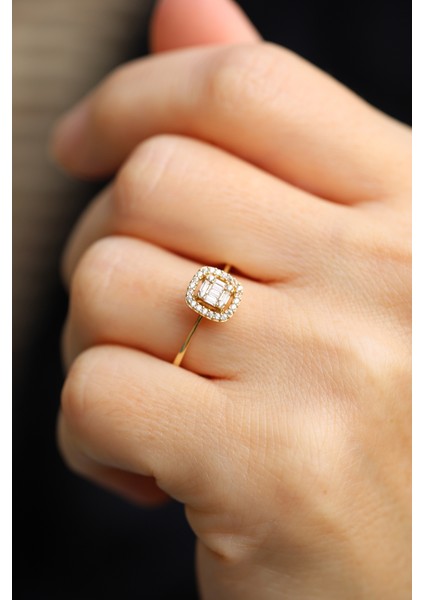 14 Ayar Altın Ince Baget Yüzük modelleri