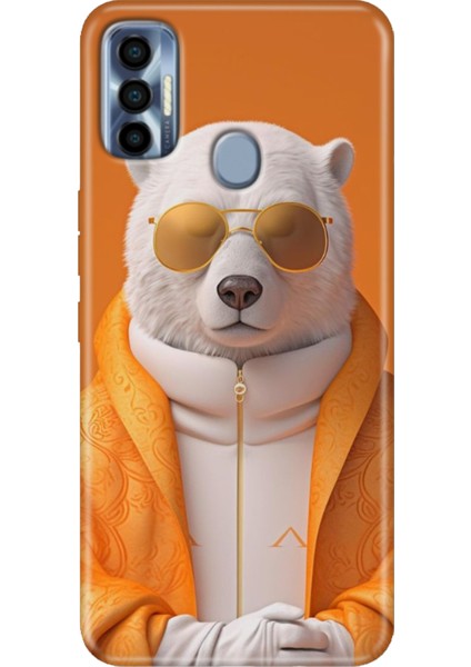 Tecno Spark 7 Pro Kılıf Renkli Silikon Stil Bear