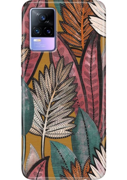 Vivo V21 Kılıf Resimli Desenli Silikon Esnek Uyumlu Kapak Yapraklar