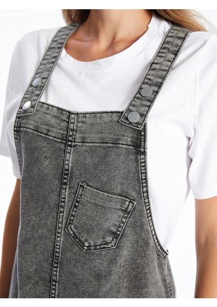 Yeni Sezon Kare Yaka Düz Askılı Kadın Jean Salopet Elbise modelleri