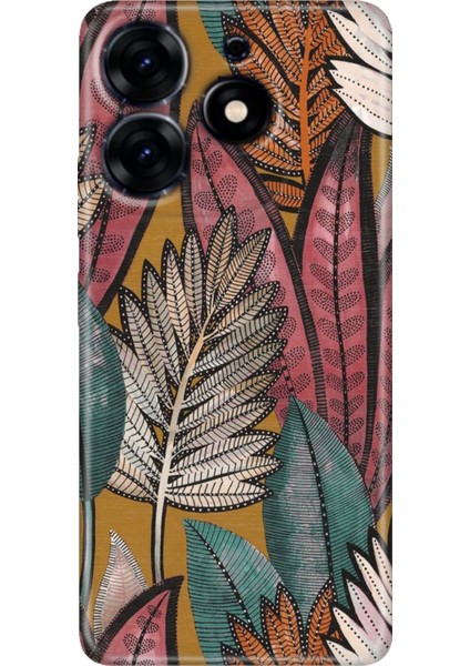 Tecno Spark 10 Pro Kılıf Renkli Temalı Tarz Silikon Yapraklar