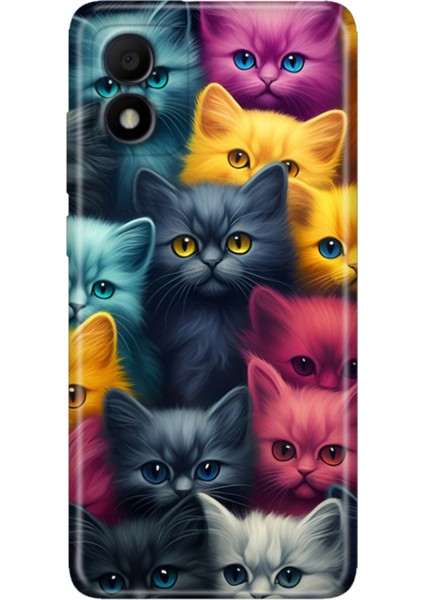 Tcl 303 Kılıf Silikon Renkli Phone Case Kedi Ordusu