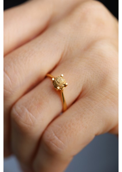 14 Ayar Altın Cimarlı Dorika Tektaş Yüzük modelleri