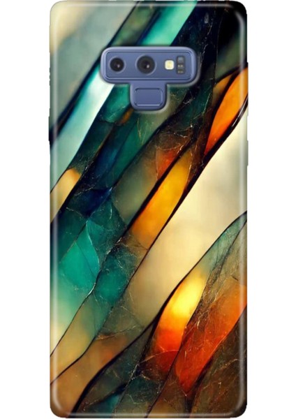 Samsung Galaxy Note 9 Kılıf Renkli Esnek Silikon Flora Mermer