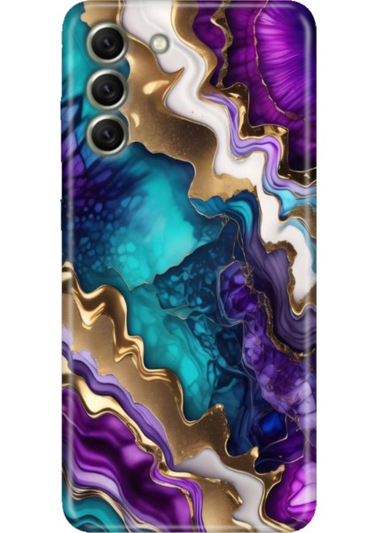Samsung Galaxy S21 Fe Kılıf Desenli Kapak Renkli Tpu Uv Keskin Ametist