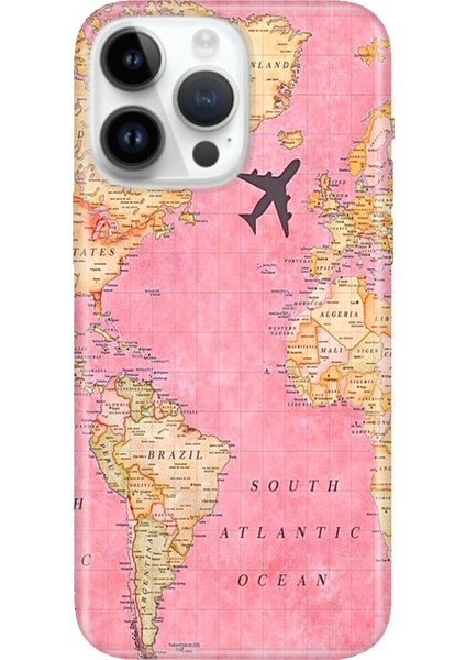 iPhone 16 Pro Max Kılıf Silikon Desenli Baskılı Cover Map