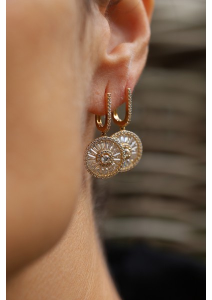 14 Ayar Altın Taşlı Trapez Küpe fiyatları