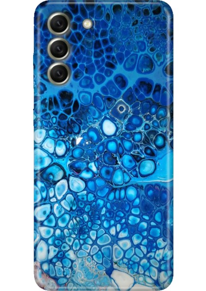 Samsung Galaxy S21 Fe Kılıf Desenli Kapak Renkli Tpu Uv Derin Mavi