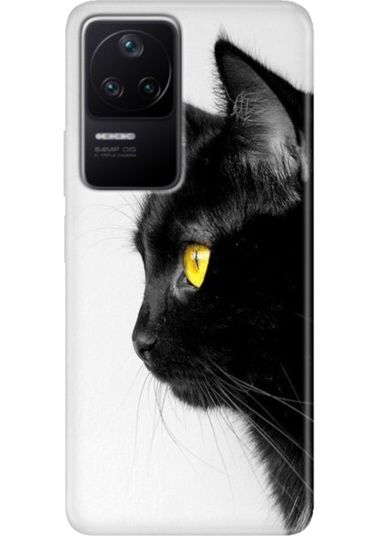 Xiaomi Poco F4 Kılıf Desenli Kapak Renkli Ermer Kedi Bakışı