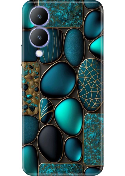 Vivo Y17S Kılıf Desenli Kapak Renkli Silikon Cvr Marble