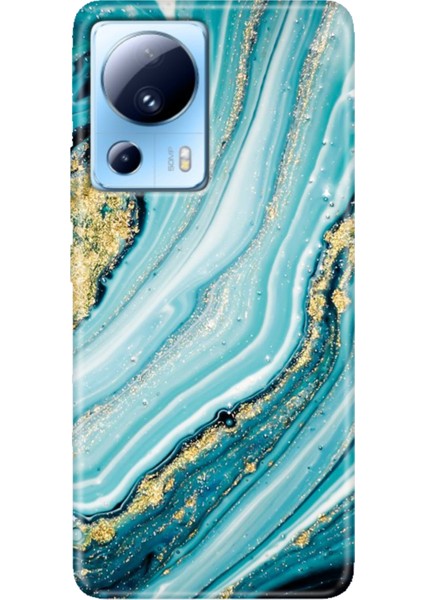 Xiaomi Mi 13 Lite Kılıf Desenli Mi 13 Lite Design Silikon Simli Taş