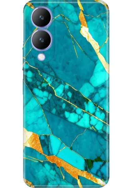 Vivo Y17S Kılıf Desenli Kapak Renkli Silikon Cvr Prag Mermer